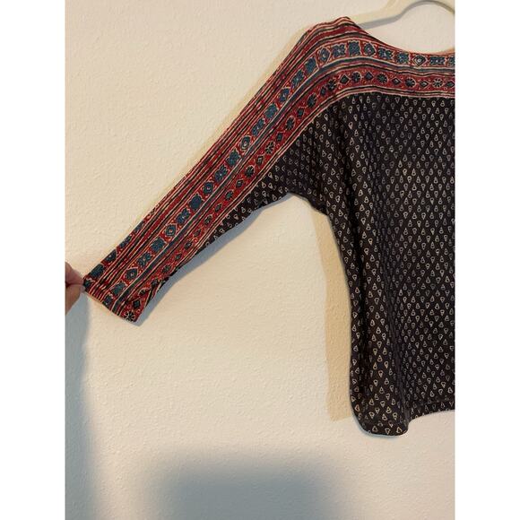 Lauren Ralph Lauren Top Shirt Womens M Long Sleeve Boat Neck Pullover Geometric - Picture 2 of 3